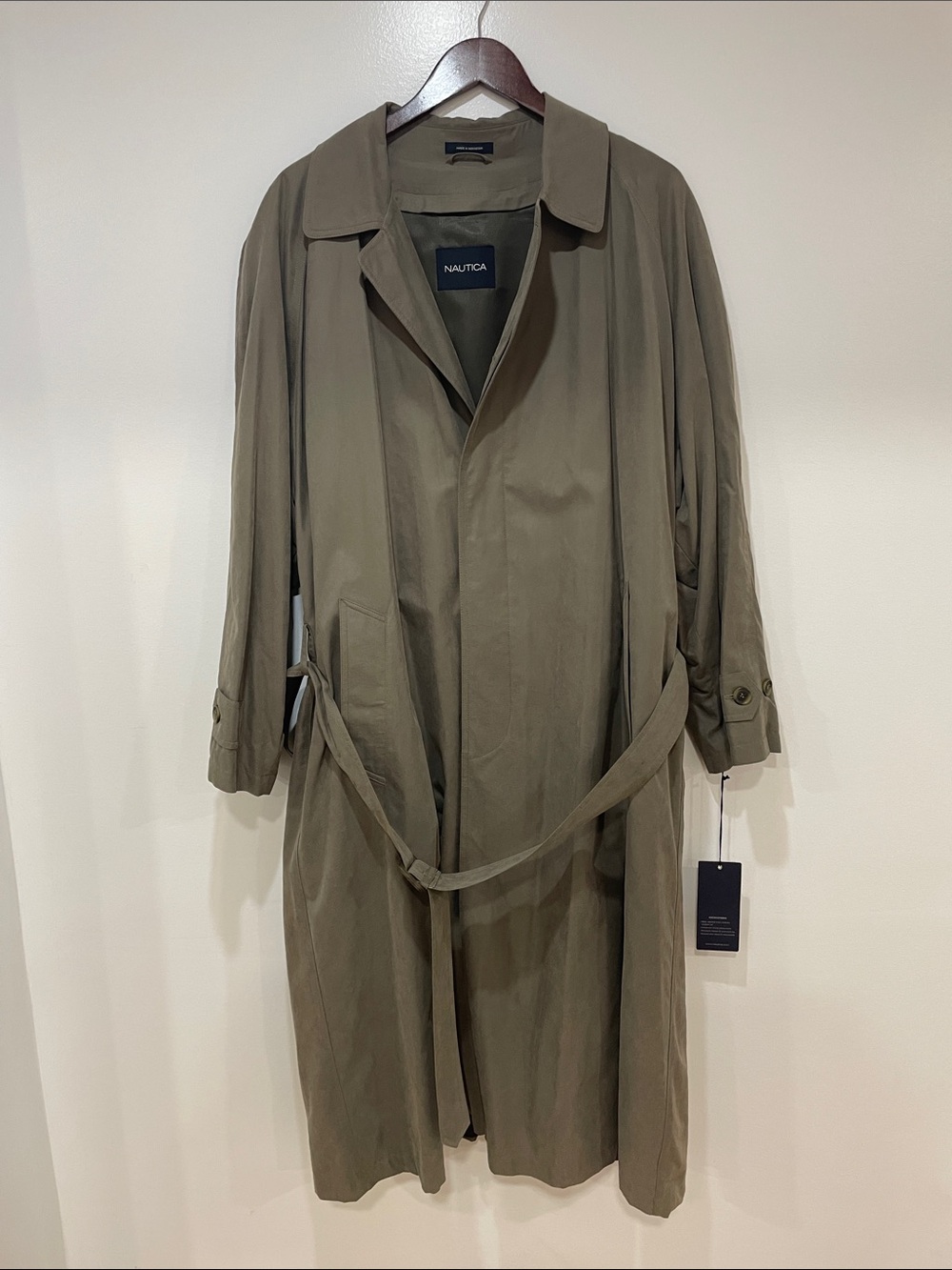 Men’s Nautica legacy trench coat 44s button front new taupe N9932